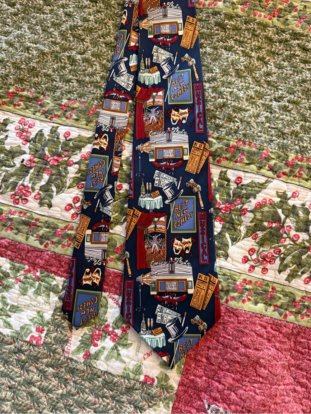 Nicole Miller Navy Theatrical Novelty Tie with Multicolor Props